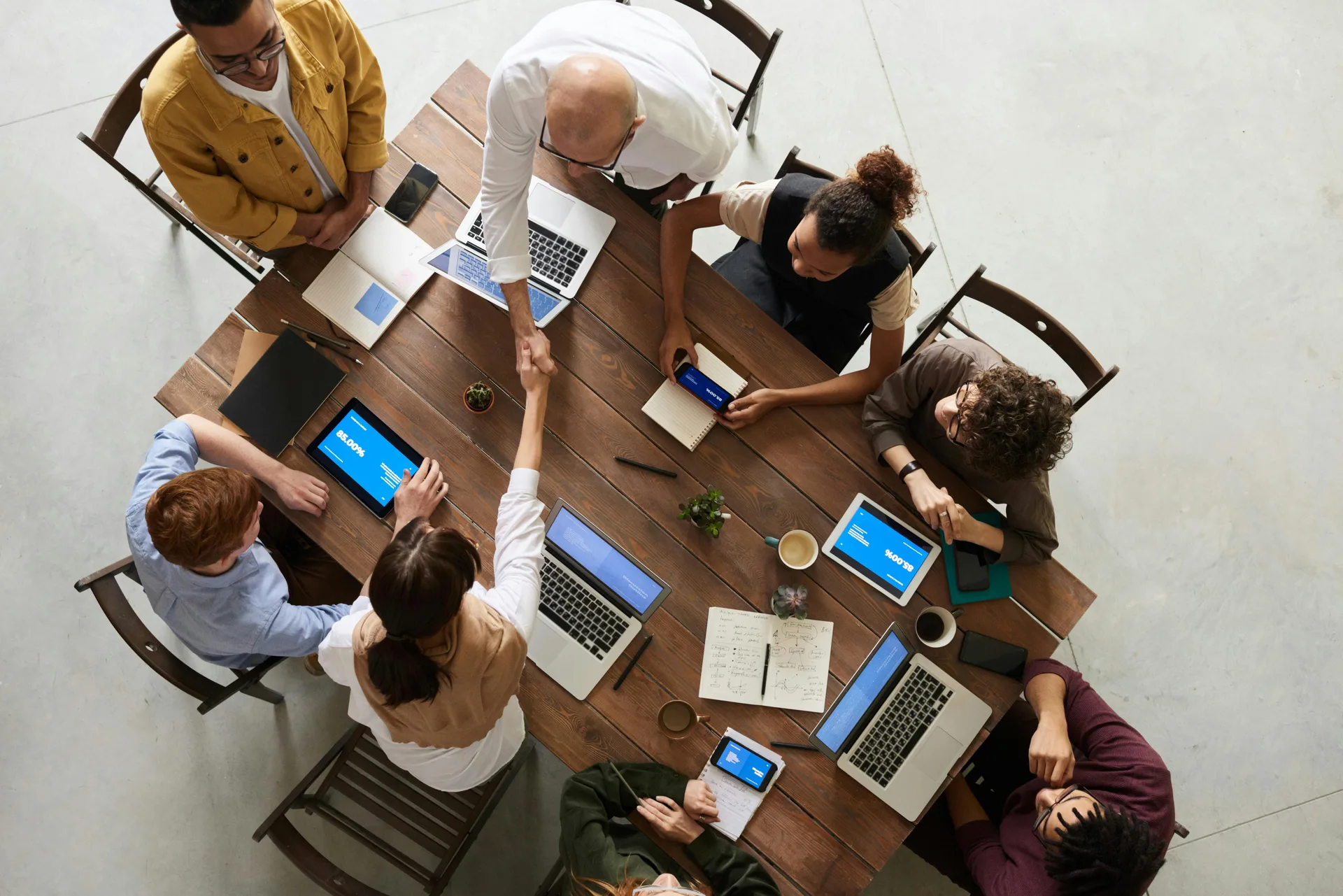 Corporate team planning operations